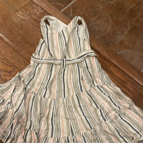 EUC Rare Editions Stripe Sleeveless Belted Dress, White and Grey Combo size 5 - Picture 6 of 9